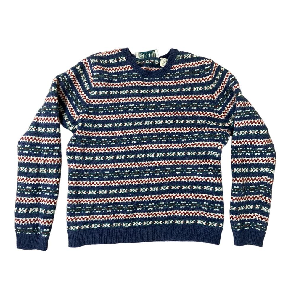 VINTAGE Granola Girl Women's 100% Lambswool Sweater‎ Aztec Savane sz Small